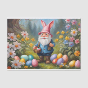 Papel De Seda Gnomo Páscoa Bonito na Ilustração do Jardim Primav