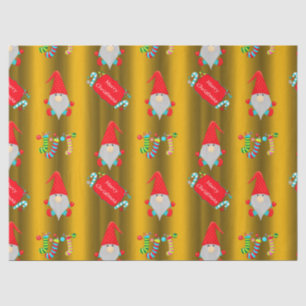 Papel De Seda Gnomos bonitos, Natal Dourado