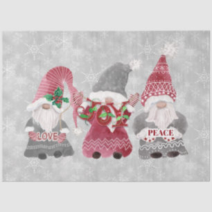 Papel De Seda Gnomos de Natal Flocos de Neve Cinza Arte de Desnu