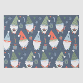 Papel De Seda Gnomos de Natal Papai Noel Azul Verde Caprichoso 