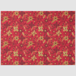 Papel De Seda Gold and Red Christmas Poinsettia Flowers
