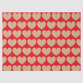 Papel De Seda Gold Hearts On Red Background