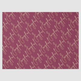 Papel De Seda Gold JOYFUL Script on Cranberry