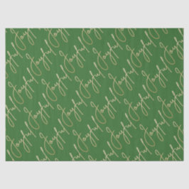 Papel De Seda Gold JOYFUL Script on Green