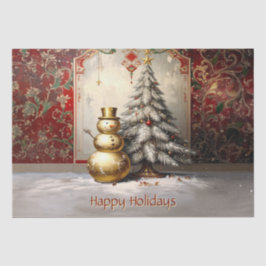 Papel De Seda Gold Snowman Christmas Tree Holiday
