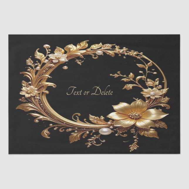 Papel De Seda Golden Floral Ornate Frame Tissue Paper (Frente )