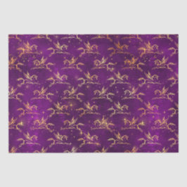 Papel De Seda Golden Pegasus Sparkle Pattern on Regal Purple