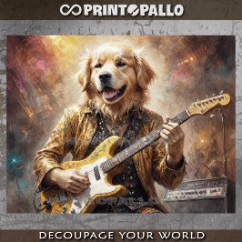 Papel De Seda Golden Retriever louco tocando guitarra em concert