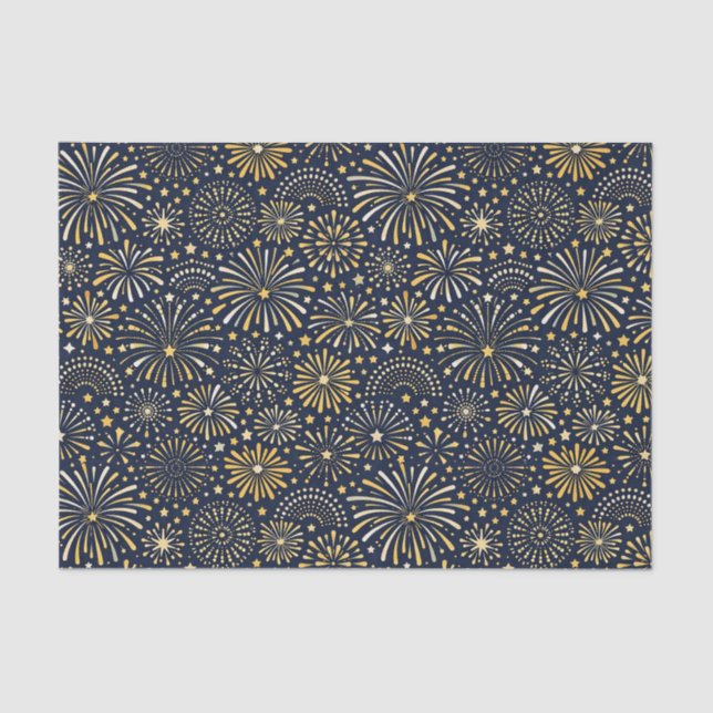 Papel De Seda Golden Starburst Fireworks Pattern (Frente )