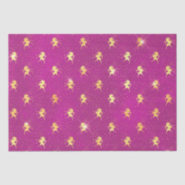 Papel De Seda Golden Unicorn Sparkle Pattern on Magenta