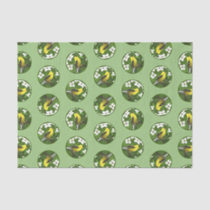 Papel De Seda Goldfinch em Dogwood Blossoms Arte Original de Ave