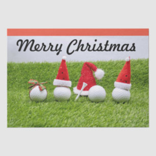Papel De Seda Golfe Feliz Natal com a bola de golfe Santa Hat