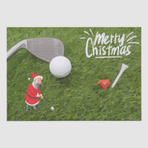 Papel De Seda Golfe Feliz Natal com Papai Noel verde 