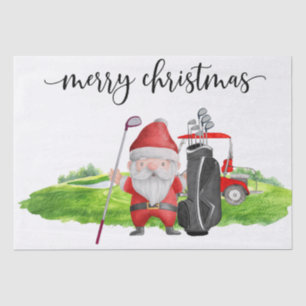Papel De Seda Golfe Papai Noel Feliz Natal Verde