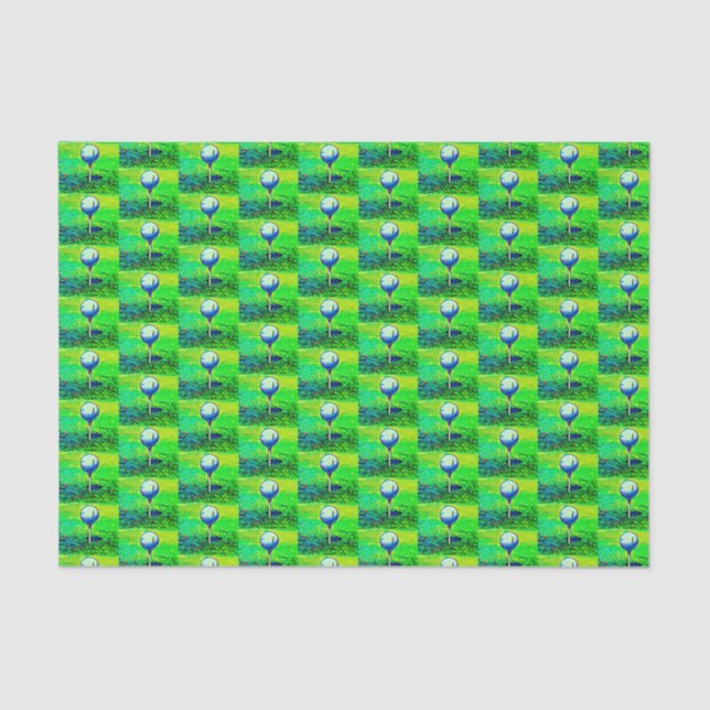 Papel De Seda Golfing Sports Hobby Green Golfer Tee Off (Frente )