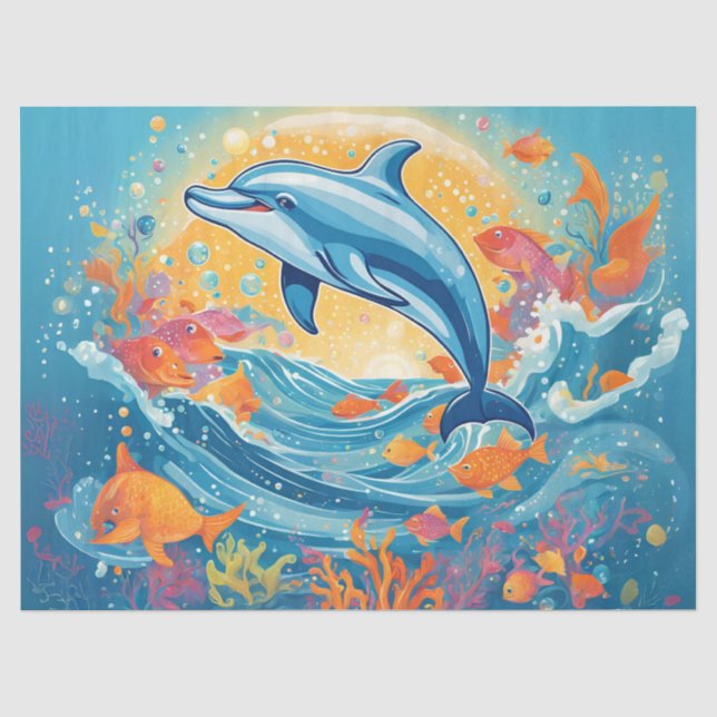 Papel De Seda Golfinho Bebê Jovial (Frente )
