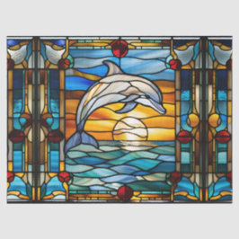 Papel De Seda Golfinho de Vidro Escondido Faux para Tis de Artes