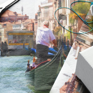Papel De Seda Gondolier Em Veneza Itália