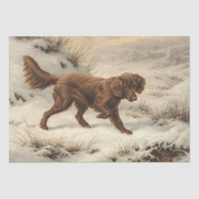 Papel De Seda Gordon Setter Dog em uma paisagem de inverno de ne (Frente )