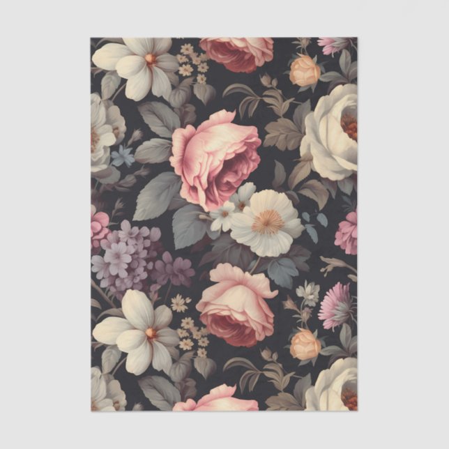 Papel De Seda Gorgeous Floral Pattern on Dark Background (Frente )