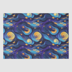 Papel De Seda Gorgeous Watercolor Blue Starry Night Pintado