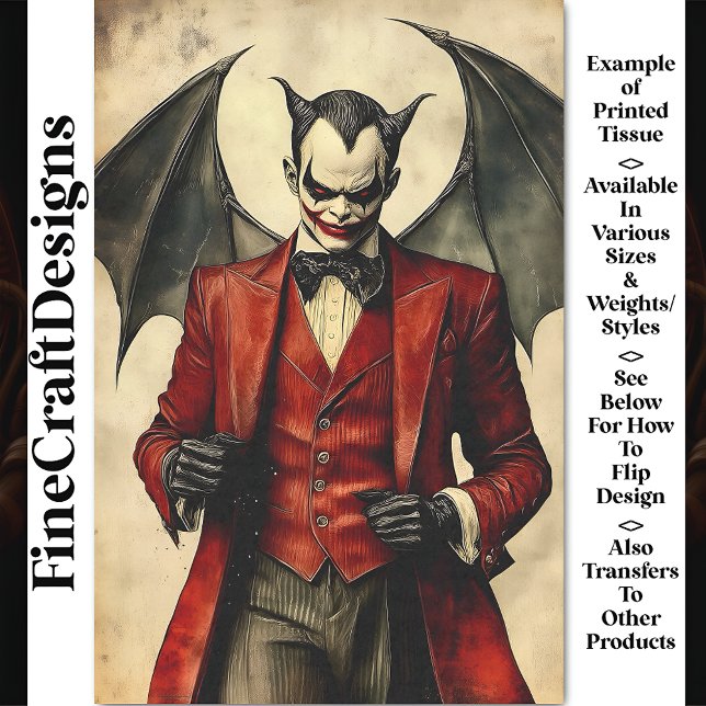 Papel De Seda Goth Diabo Vampiro Sinistro Maquiagem BB4 Decoupag (Criador carregado)