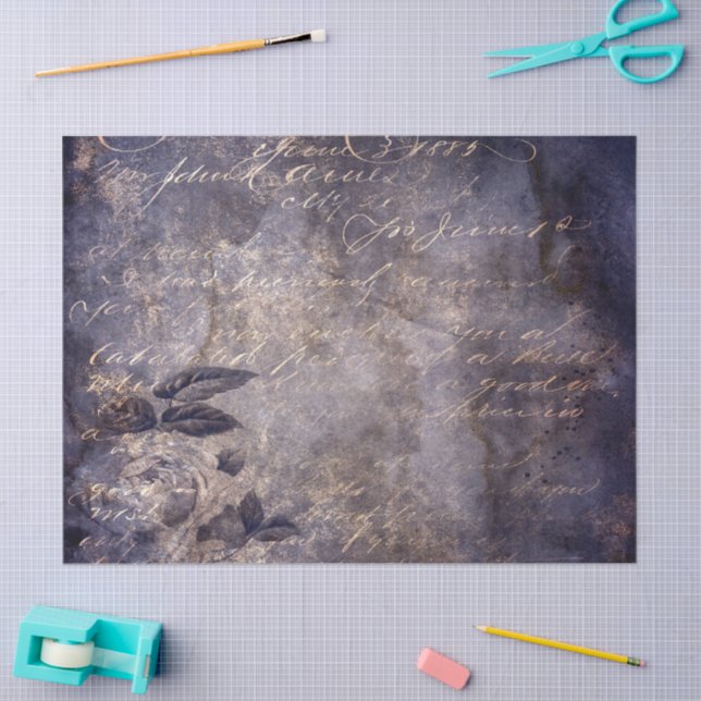 Papel De Seda Gothic Grunge Indigo  (Arte )