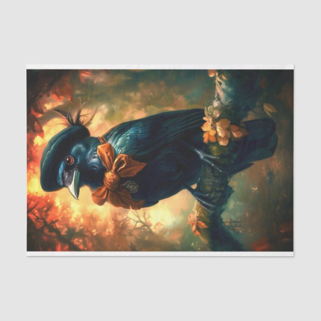 Papel De Seda Gothic Raven, Boina Francesa & Arco DC3LF Decoupag (Frente )