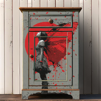 Papel De Seda Gothic Red Winged Fairy | Urban Street Art