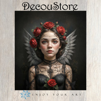 Papel De Seda Gothic Rose Angel Decoupage