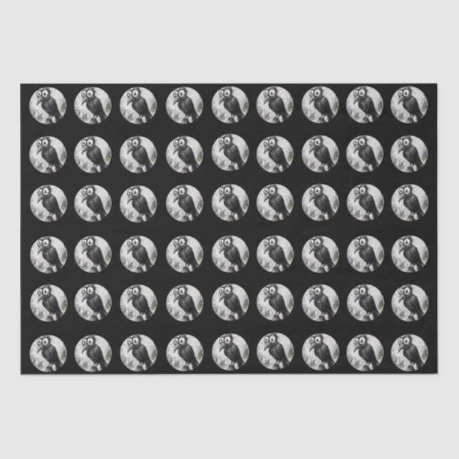 Papel De Seda Gótica Black Crow & Tower Spooky Halloween (Frente )