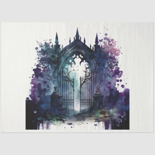 Papel De Seda Gótica Cemetery Gate Series Design 6 (Frente )