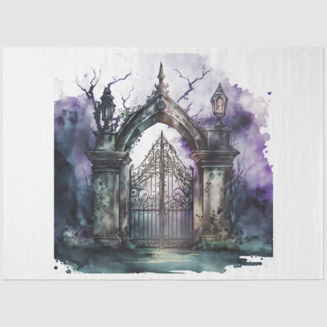 Papel De Seda Gótica Cemetery Gate Series Design 7 (Frente )