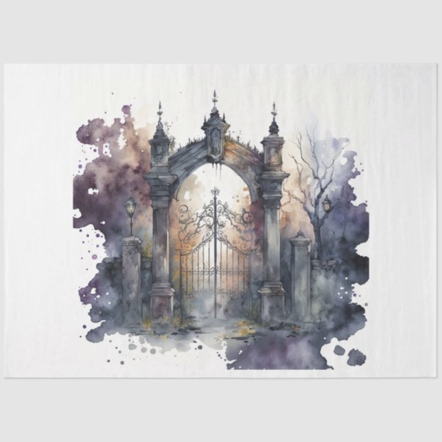 Papel De Seda Gótica Cemetery Gate Series Design 8 (Frente )