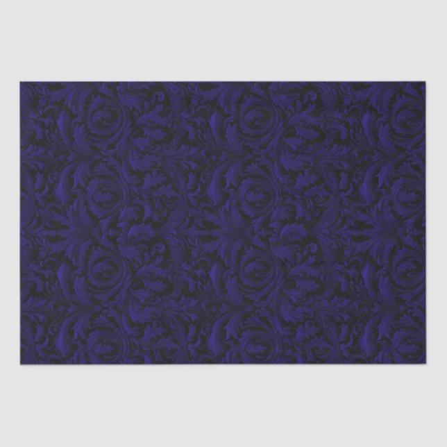 Papel De Seda Gótica Jacquard Swirls Decoupage - Roxo Escuro (Frente )