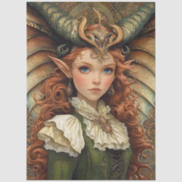 Papel De Seda Gótica Mythological Ninfh Fantasy Dragon Girl