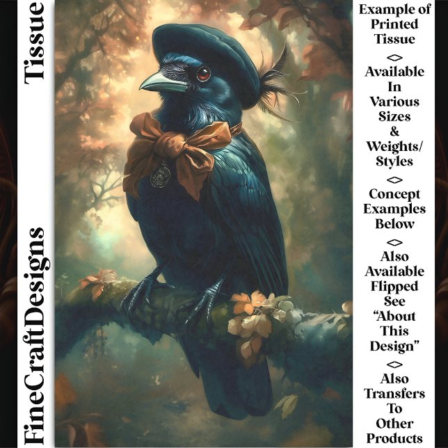 Papel De Seda Gótica Raven, Beret francês e Arco DC3L Decoupage (Criador carregado)