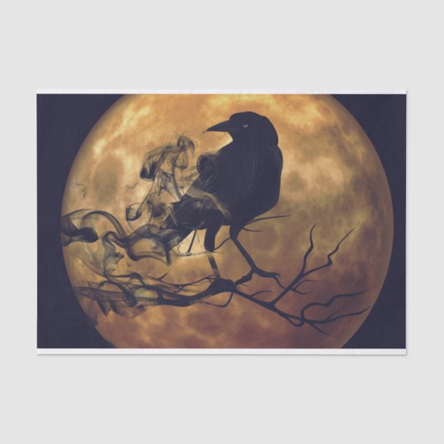 Papel De Seda Gótico Crow Orange Moon Decoupage (Frente )