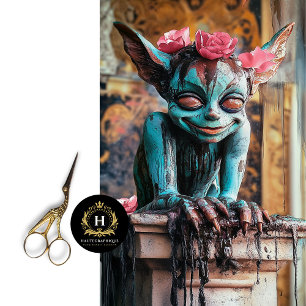 Papel De Seda Gótico Duende Joguete Paris Decoupage de Gárgula