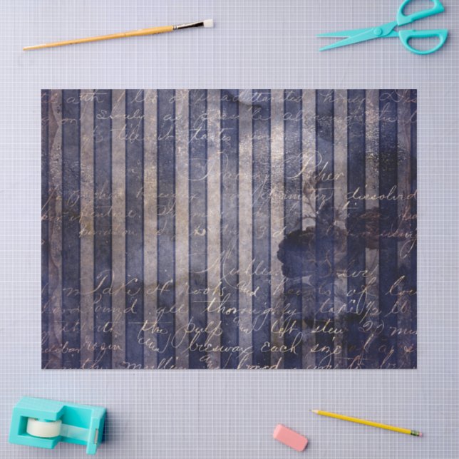 Papel De Seda Gótico Grunge Índigo (Arte )