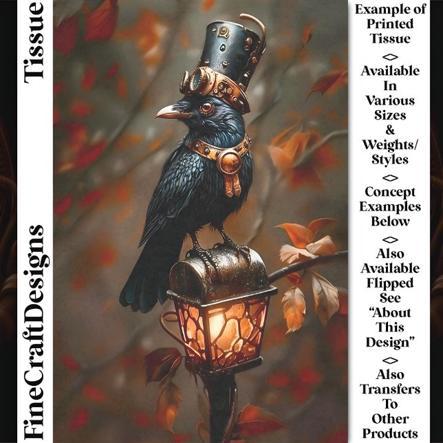 Papel De Seda Gótico Steampunk Corvo, Lanterna, Decoupagem DC2L (Criador carregado)