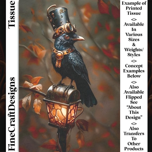 Papel De Seda Gótico Steampunk Corvo, Lanterna, Decoupagem DC2R (Criador carregado)