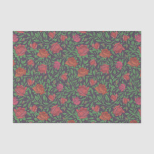 Papel De Seda Gótico Vitoriano Rosas Vermelhas & Fuchsia Perfeit