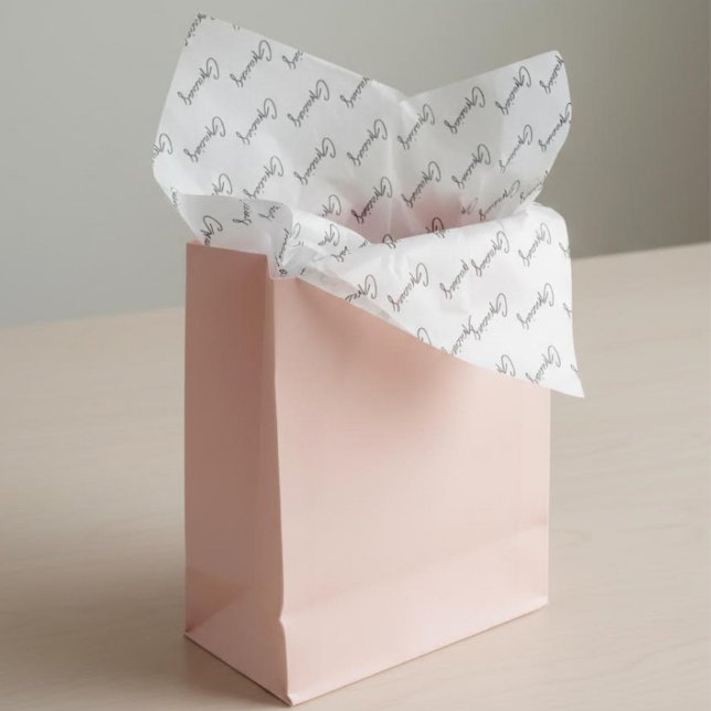 Papel De Seda Gracias minimal Preto Branco script Negócios Perso (Criador carregado)
