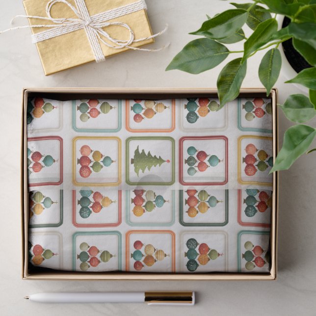 Papel De Seda Grade de Árvore Vibrante para Alegria de Natal (Presente)