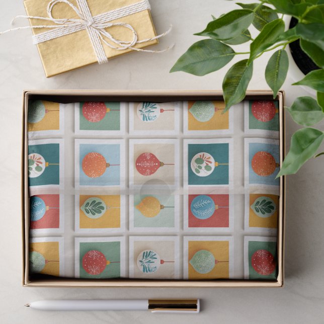 Papel De Seda Grade de Ícones de Árvore de Natal Brilhantes (Presente)