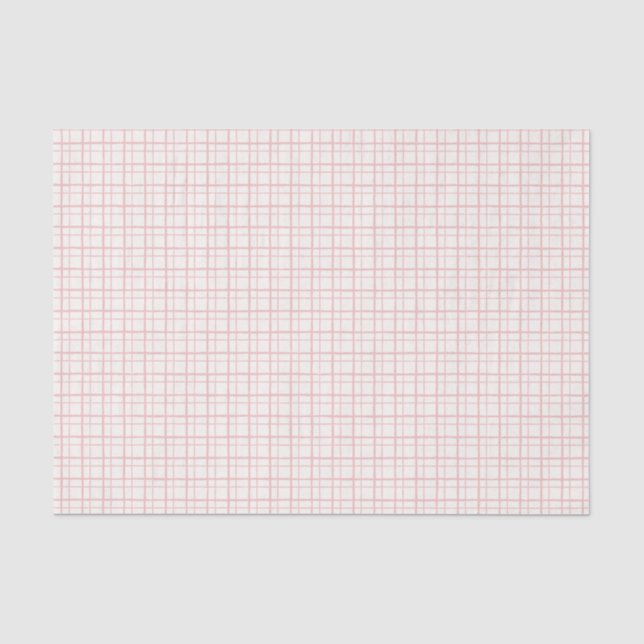 Papel De Seda Grade Pastel Wobbly Grid Xadrez Rosa Ballet (Frente )