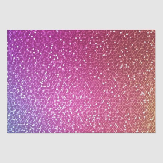 Papel De Seda Gradiente Hexagonal Glitter Arco-Íris (Frente )