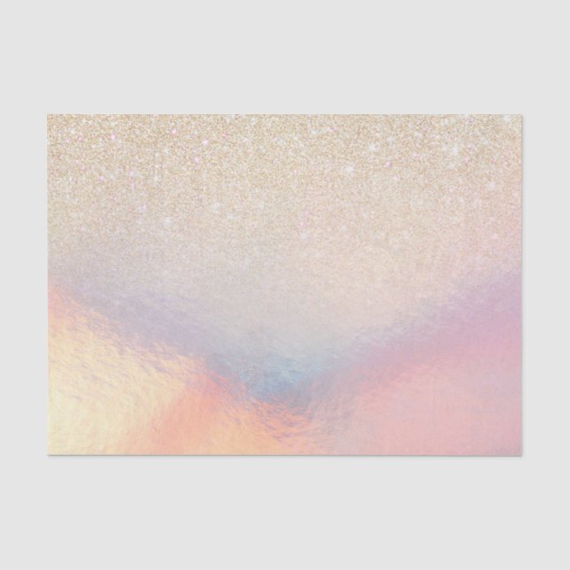 Papel De Seda Gradiente Holográfico Iridescente da Glitter Doura (Frente )