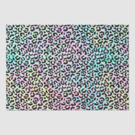 Papel De Seda Gradiente Iridescente Arco-Íris e Manchas-Leopardo